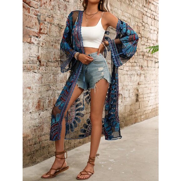 New to Posh C 🔆| Euro Style Mar Azul Kimono Swim Coverup with Long Sleeves - Picture 5 of 10